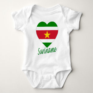 Suriname Flag Heart Baby Bodysuit