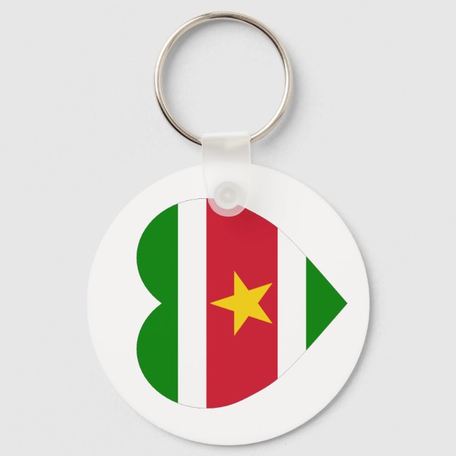 Suriname Flag Heart Key Ring (Front)
