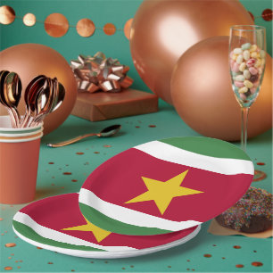 Suriname flag paper plate