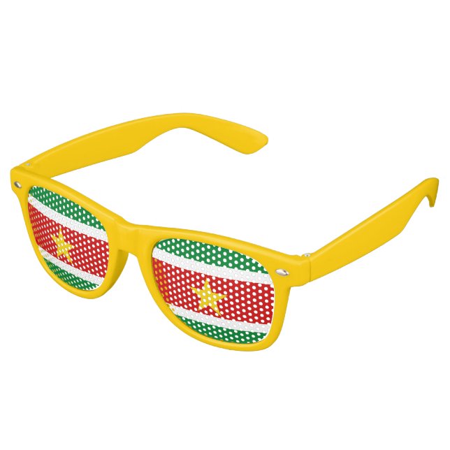 Suriname Flag Retro Sunglasses (Angled)