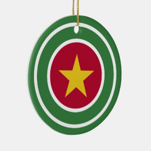 Suriname Flag Roundel, Round Surinamese Flag Ceramic Ornament
