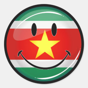 Suriname Flag   Smiling Face Classic Round Sticker