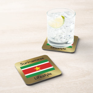Suriname Flag+Text Coaster
