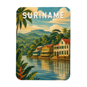 Suriname Illustration Travel Art Vintage Magnet