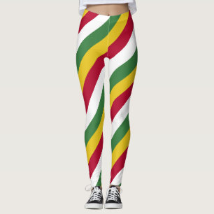 Suriname National Flag Colours Diagonal Striped Leggings