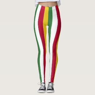 Suriname National Flag Colours Vertical Striped Leggings
