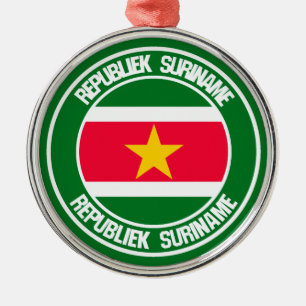 Suriname Round Emblem Metal Ornament