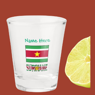 Suriname Surinamese Flag Green Personalised Shot Glass