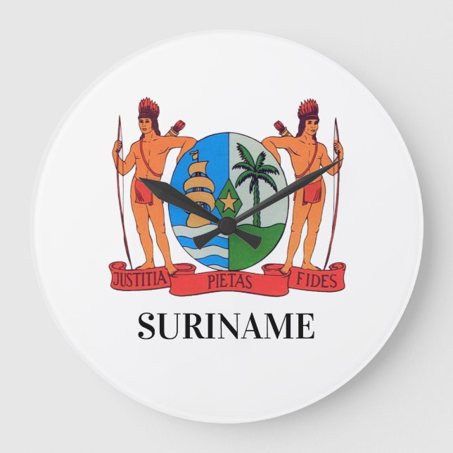 SURINAME Wall Clock with Coat of Arms (Front)