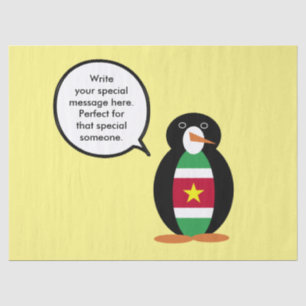 Surinamese Flag Talking Ms. Penguin Personalised Tissue Paper