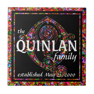 Surname Family Custom Red Anniversary Monogram Ceramic Tile