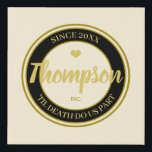 Surname Inc - Custom Modern Wedding Monogram Logo Faux Canvas Print<br><div class="desc">When a couple get married, it's like you become your own mini corporation! With that in mind, I designed a modern cream, gold, and black monogrammed "corporate" wedding logo! Customise the text in the middle to your new surname or your initials. All of the text is personalizable so edit as...</div>
