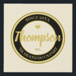 Surname Inc - Custom Modern Wedding Monogram Logo Faux Canvas Print<br><div class="desc">When a couple get married, it's like you become your own mini corporation! With that in mind, I designed a modern cream, gold, and black monogrammed "corporate" wedding logo! Customise the text in the middle to your new surname or your initials. All of the text is personalizable so edit as...</div>