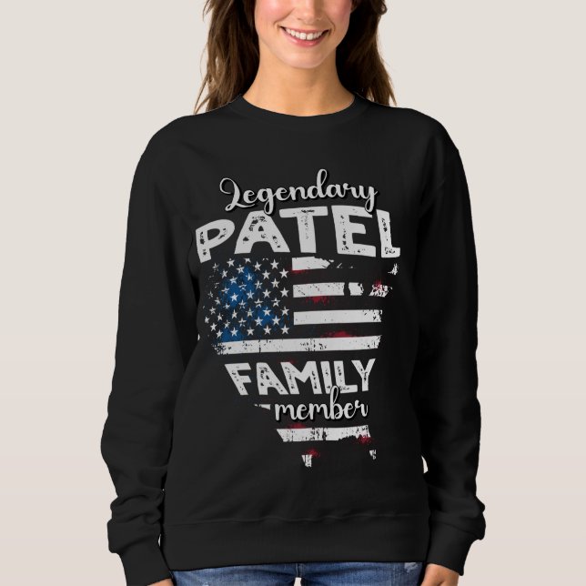 Surname Patel US Flag Patel Last Name Patel Sweatshirt (Front)