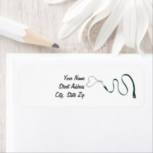 Surpentine Green Leash and Heart Chain Return Address Label