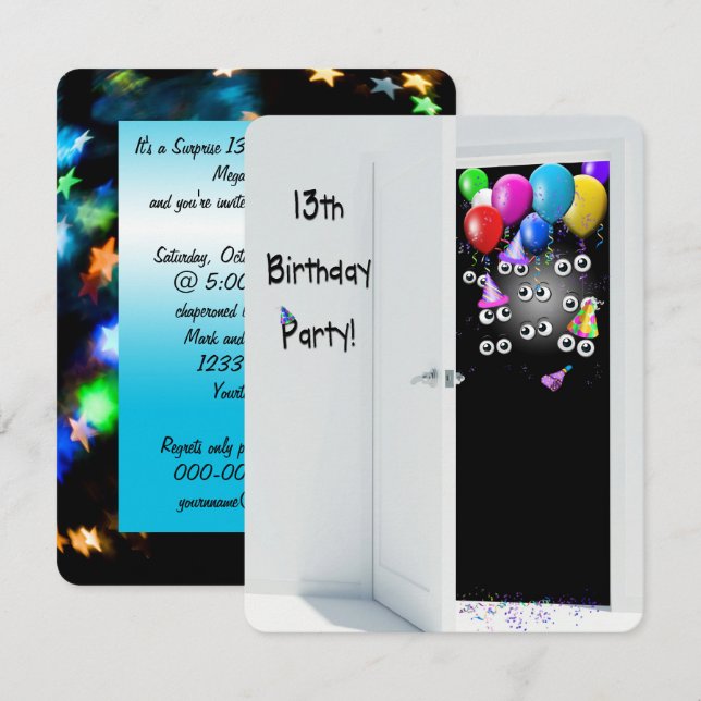 Surprise13th Birthday Party Invitation (Front/Back)
