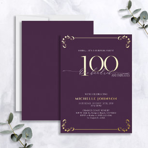 Surprise 100 & Fabulous Purple & Gold Birthday