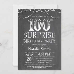 Surprise 100th Birthday Invitation Chalkboard