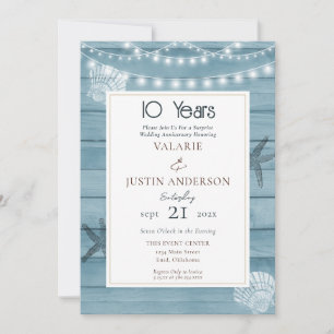 Surprise 10th Anniversary Beach  Invitation