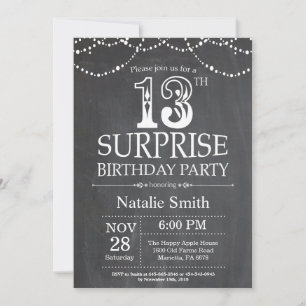 Surprise 13th Birthday Invitation Chalkboard