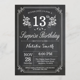 Surprise 13th Birthday Invitation Chalkboard