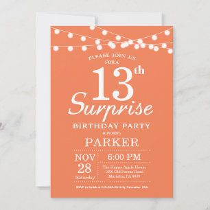 Surprise 13th Birthday Invitation Coral