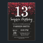 Surprise 13th Birthday Invitation Red Glitter<br><div class="desc">Surprise 13th Birthday Invitation with Red String Lights with Red Glitter Background. Red Birthday. Kids Birthday. Boy or Girl Bday Invite. 13th 15th 16th 18th 20th 21st 30th 40th 50th 60th 70th 80th 90th 100th, Any age. For further customisation, please click the "Customise it" button and use our design tool...</div>