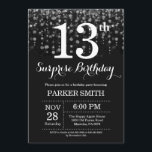 Surprise 13th Birthday Invitation Silver Glitter<br><div class="desc">Surprise 13th Birthday Invitation with Silver String Lights with Silver Glitter Background. Silver Birthday. Kids Birthday. Boy or Girl Bday Invite. 13th 15th 16th 18th 20th 21st 30th 40th 50th 60th 70th 80th 90th 100th, Any age. For further customisation, please click the "Customise it" button and use our design tool...</div>