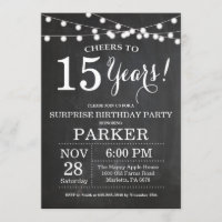 Surprise 15th Birthday Invitation Chalkboard