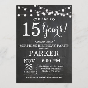 Surprise 15th Birthday Invitation Chalkboard