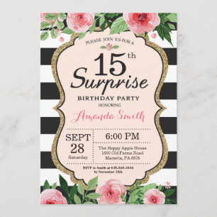 Surprise 15th Birthday Invitation Floral