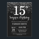 Surprise 15th Birthday Invitation Silver Glitter<br><div class="desc">Surprise 15th Birthday Invitation with Silver String Lights with Silver Glitter Background. Silver Birthday. Kids Birthday. Boy or Girl Bday Invite. 13th 15th 16th 18th 20th 21st 30th 40th 50th 60th 70th 80th 90th 100th, Any age. For further customisation, please click the "Customise it" button and use our design tool...</div>