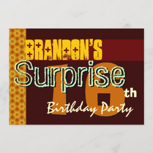 Surprise 16th Birthday Gold and Chocolate Stars Invitation