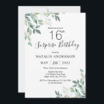 Surprise 16th Birthday Green Eucalyptus Greenery Invitation<br><div class="desc">Surprise 16th Birthday Elegant Green Eucalyptus Greenery and Gold Invitation. 1st 2nd 3rd 4th 5th 13th 15th 16th 18th 20th 21rd 30th 40th 50th 60th 70th 80th 90th 100th Any Age. For further customisation,  please click the "Customise it" button and use our design tool to modify this template.</div>