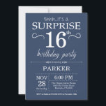 Surprise 16th Birthday Invitation Blue<br><div class="desc">Surprise 16th Birthday Invitation with Blue Background. Kids Birthday. Boy or Girl Bday Invite. 13th 15th 16th 18th 20th 21st 30th 40th 50th 60th 70th 80th 90th 100th,  Any age. For further customisation,  please click the "Customise it" button and use our design tool to modify this template.</div>