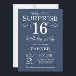 Surprise 16th Birthday Invitation Blue<br><div class="desc">Surprise 16th Birthday Invitation with Blue Background. Kids Birthday. Boy or Girl Bday Invite. 13th 15th 16th 18th 20th 21st 30th 40th 50th 60th 70th 80th 90th 100th,  Any age. For further customisation,  please click the "Customise it" button and use our design tool to modify this template.</div>