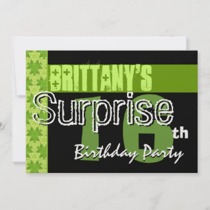 Surprise 16th Birthday Lime Green Pattern W432 Invitation
