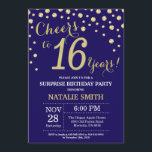 Surprise 16th Birthday Navy Blue and Gold Diamond Invitation<br><div class="desc">Surprise 16th Birthday Invitation with Navy Blue and Gold Glitter Diamond Background. Gold Confetti. Kids Birthday. Boy or  Girl Birthday. For further customisation,  please click the "Customise it" button and use our design tool to modify this template.</div>