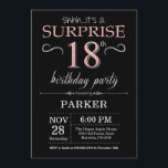 Surprise 18th Birthday Black and Rose Pink Gold Invitation<br><div class="desc">Surprise 18th Birthday Invitation with Black and Rose Pink Gold Glitter Background. Chalkboard. Adult Birthday. Men or Women Bday Invite. Any age. For further customisation,  please click the "Customise it" button and use our design tool to modify this template.</div>