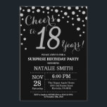 Surprise 18th Birthday Black and Silver Diamond Invitation<br><div class="desc">Surprise 18th Birthday Invitation with Black and Silver Glitter Diamond Background. Silver Confetti. Adult Birthday. Male Men or Women Birthday. For further customisation,  please click the "Customise it" button and use our design tool to modify this template.</div>