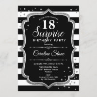 Surprise 18th Birthday - Black White Silver