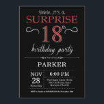 Surprise 18th Birthday Invitation Black and Red<br><div class="desc">Surprise 18th Birthday Invitation with Black and Red Glitter Background. Chalkboard. Adult Birthday. Men or Women Bday Invite. Any age. For further customisation,  please click the "Customise it" button and use our design tool to modify this template.</div>