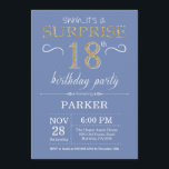 Surprise 18th Birthday Invitation Blue and Gold<br><div class="desc">Surprise 18th Birthday Invitation with Blue and Gold Glitter Background. Adult Birthday. Men or Women Bday Invite. Any age. For further customisation,  please click the "Customise it" button and use our design tool to modify this template.</div>