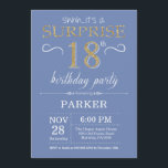 Surprise 18th Birthday Invitation Blue and Gold<br><div class="desc">Surprise 18th Birthday Invitation with Blue and Gold Glitter Background. Adult Birthday. Men or Women Bday Invite. Any age. For further customisation,  please click the "Customise it" button and use our design tool to modify this template.</div>