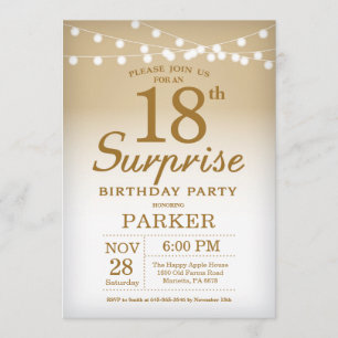 Surprise 18th Birthday Invitation Gold
