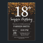 Surprise 18th Birthday Invitation Gold Glitter<br><div class="desc">Surprise 18th Birthday Invitation with Gold String Lights with Gold Glitter Background. Gold Birthday. Adult Birthday. Men or Women Bday Invite. 13th 15th 16th 18th 20th 21st 30th 40th 50th 60th 70th 80th 90th 100th, Any age. For further customisation, please click the "Customise it" button and use our design tool...</div>