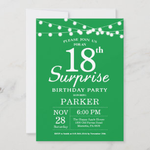 Surprise 18th Birthday Invitation Green