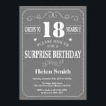 Surprise 18th Birthday Invitation Grey and White<br><div class="desc">Surprise 18th Birthday Invitation Grey and White Typography. Grey Background. Adult Birthday. Male Men or Women Birthday. Kids Boy or Girl Lady Teen Teenage Bday Invite. 13th 15th 16th 18th 20th 21st 30th 40th 50th 60th 70th 80th 90th 100th. Any Age. For further customisation, please click the "Customise it" button...</div>