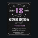 Surprise 18th Birthday Invitation Purple and Black<br><div class="desc">Surprise 18th Birthday Invitation Purple and Black Typography. Chalkboard. Black and White Background. Adult Birthday. Male Men or Women Birthday. Kids Boy or Girl Lady Teen Teenage Bday Invite. 13th 15th 16th 18th 20th 21st 30th 40th 50th 60th 70th 80th 90th 100th. Any Age. For further customisation, please click the...</div>