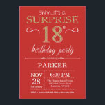 Surprise 18th Birthday Invitation Red and Gold<br><div class="desc">Surprise 18th Birthday Invitation with Red and Gold Glitter Background. Adult Birthday. Men or Women Bday Invite. Any age. For further customisation,  please click the "Customise it" button and use our design tool to modify this template.</div>